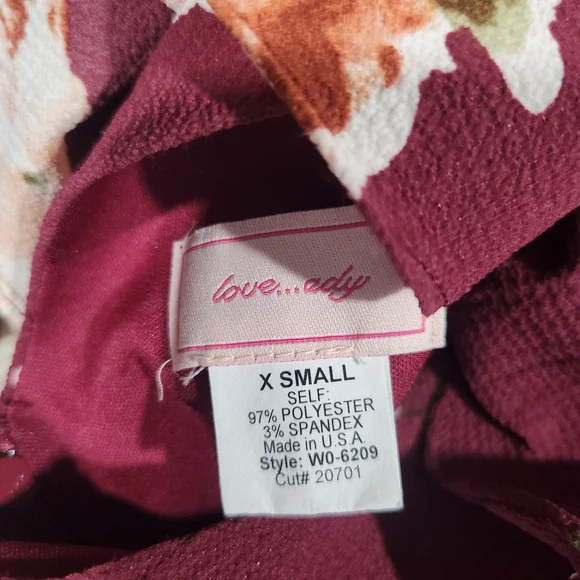 Elegant Floral Cottagecore Keyhole Back Girly Flowy Midi Dress in Burgundy Small - Picture 8 of 8